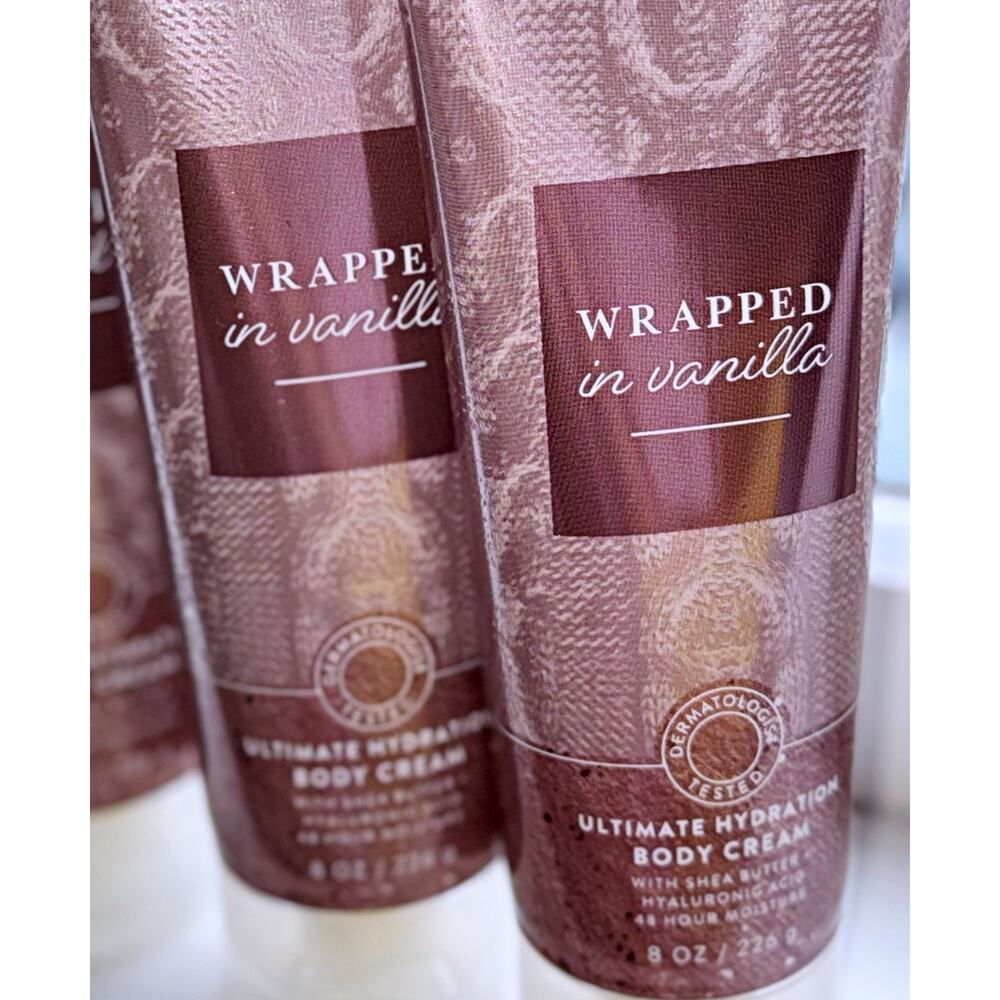 Bath & Body Works 8 oz Wrapped in Vanilla Ultimate Hydration Body Cream x3 - Picture 2 of 4